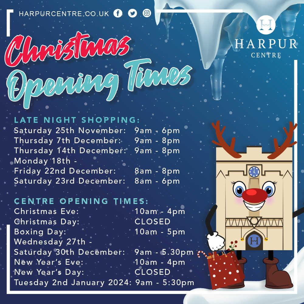 Christmas opening times at the Harpur Centre