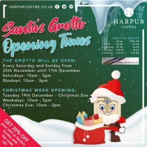 Santas grotto opening times advert