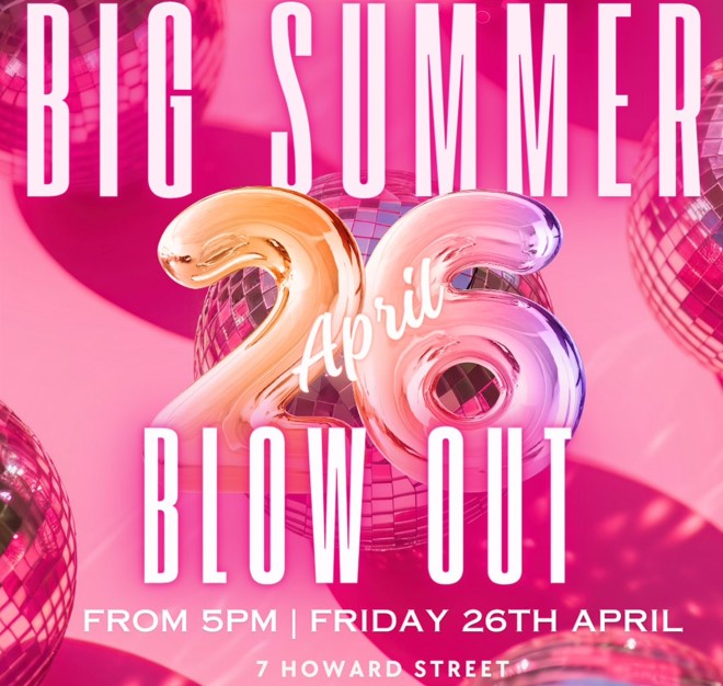 The Arc Summer Blowout poster in pink and gold
