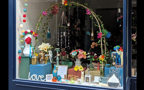 ArloArts blue shopfront showing flowers and gifts