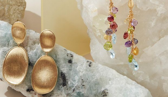 Baker Bros women's gold and jewelled pendant earrings
