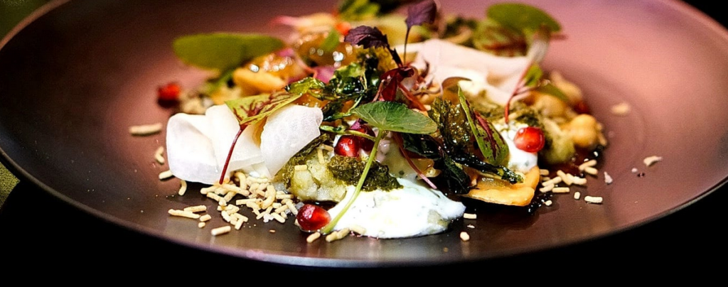 Chaat Haus dish with veggies, chickpeas and yoghurt