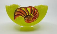 Eagle Gallery green bowl with orange shell decoration