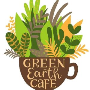 Green Earth Cafe with brown cartoon mug
