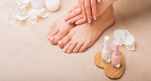 Krina Beauty manicured fingernails and toenails with nail varnish