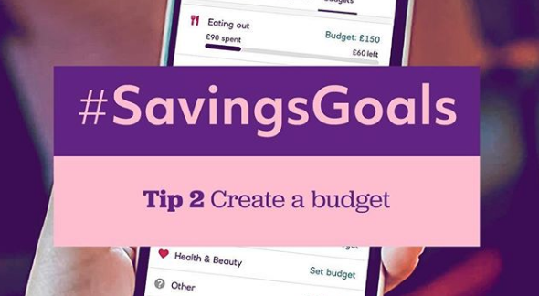 NatWest savings goals image with phone screen showing expenses