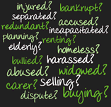 Premier Solicitors green and white handwriting on black background listing issues to resolve