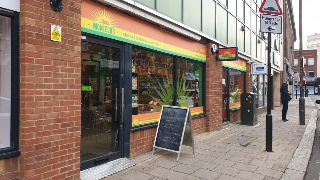 Montego's Mill Street shopfront with orange, yellow and green signage