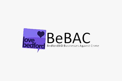 BeBAC black, purple and white logo