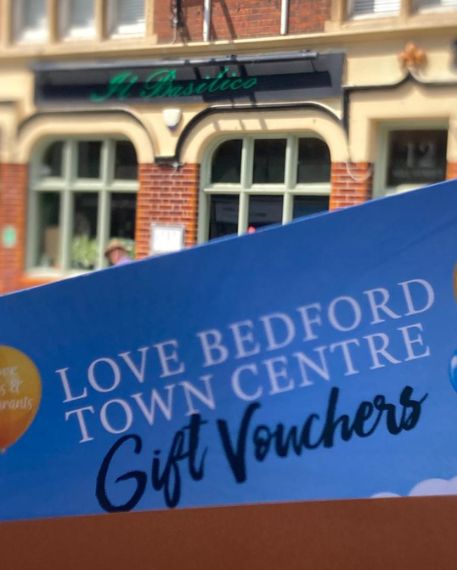 Love Bedford Voucher in front of Il Basilico