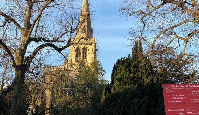 St Paul's Church Bedford on a sunny day