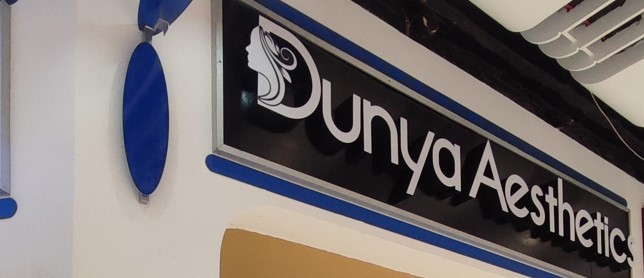 Dunya Aesthetics shopfront with black and white sign