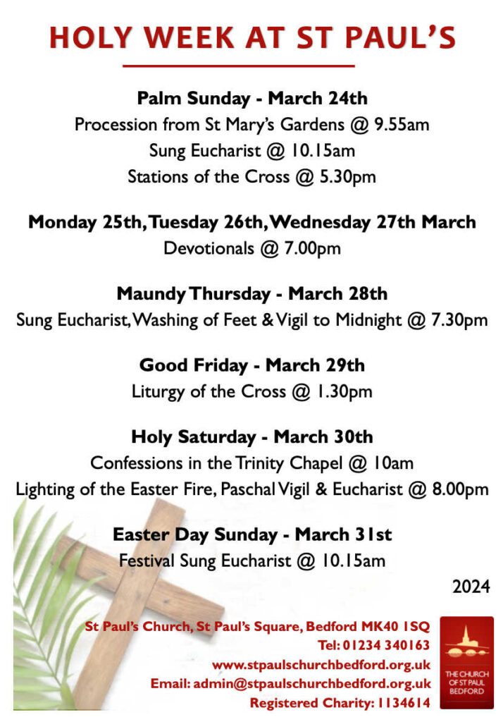 list of events taking place at St paul's Church bedford