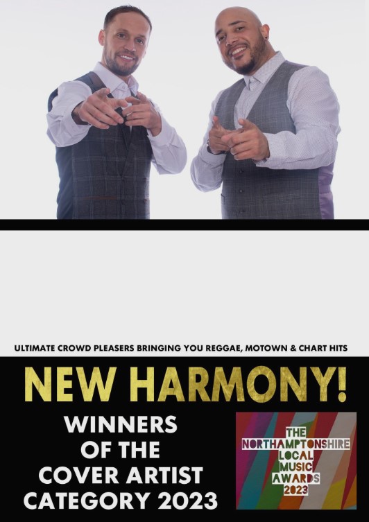 New Harmony duo of smiling singers