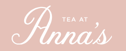 Anna's tearoom pale pink and white logo