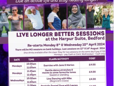 Live Longer and Better sessions at Harpur Suite