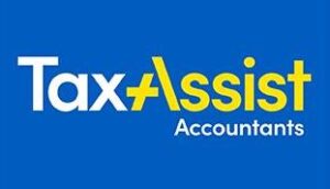 Tax Assist blue, yellow and white logo