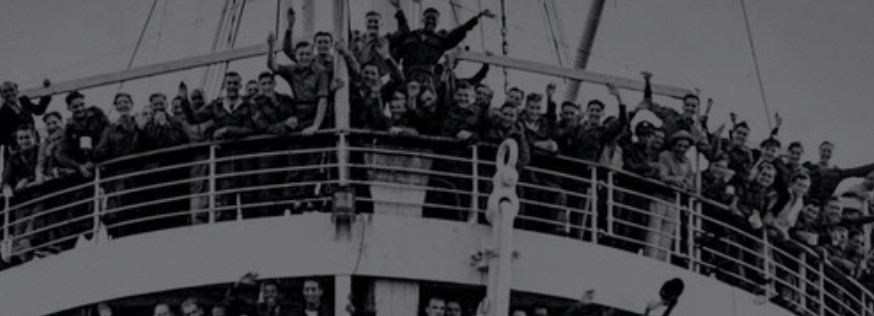 LOWD windrush black and white photo of happy people on a ship