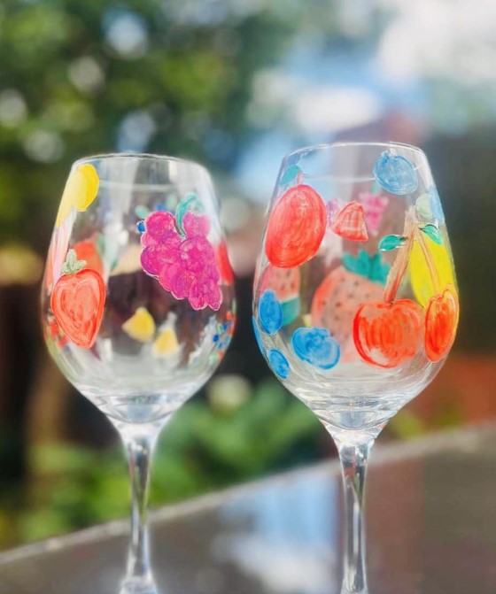 La Terrazza hand painted wine glasses