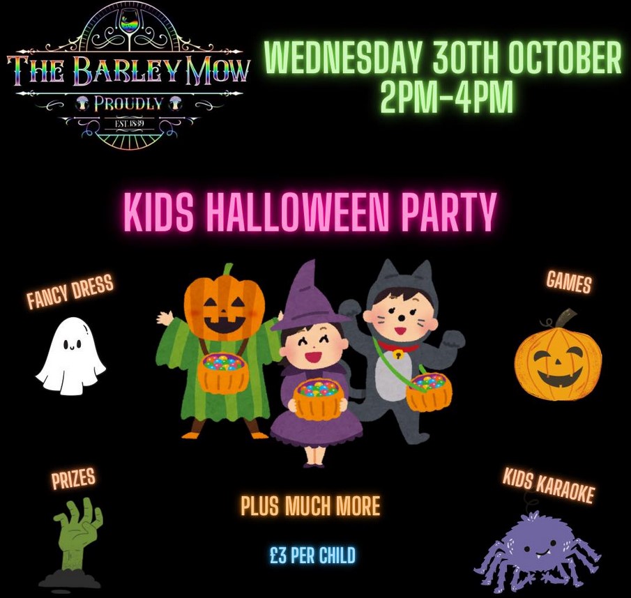 Barley Mow Kids Halloween cartoon