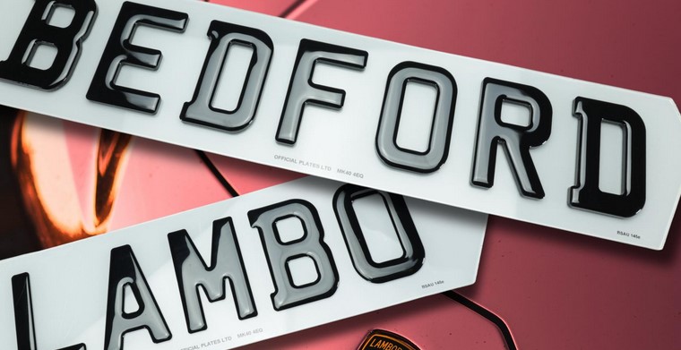 Bedford Number Plates black gel writing on white plate