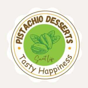 Pistachio Desserts green and brown logo