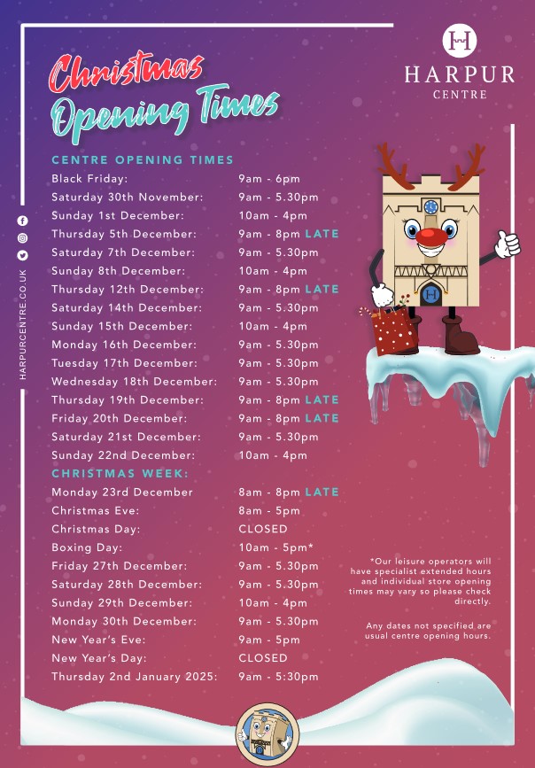 Harpur Centre Christmas 2024 opening times