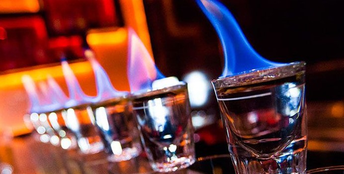 Halo line of flaming shots