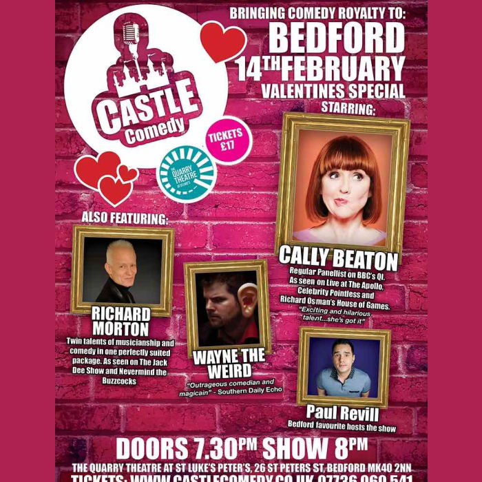 Advert for Castle Comedy event in Bedford