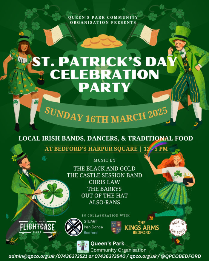 Advert for Saint Patrick's day in Harpur Square.