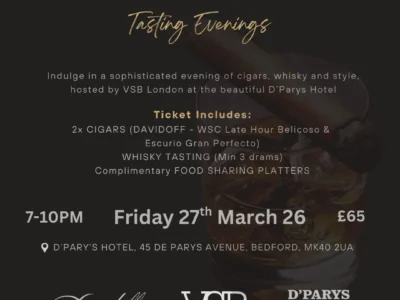 Cigar and Whisky Tasting Evenings at D’Parys Hotel
