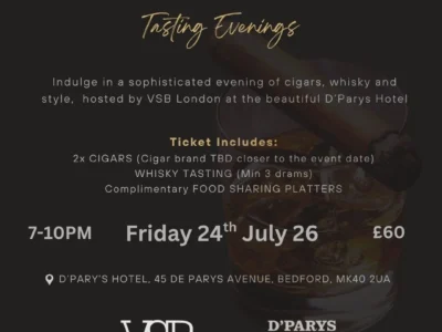 Cigar and Whisky Tasting Evenings at D’Parys Hotel