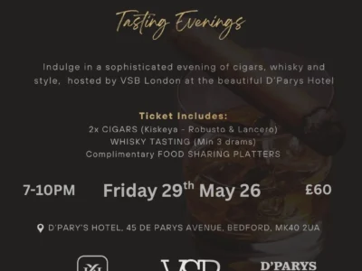 Cigar and Whisky Tasting Evenings at D’Parys Hotel
